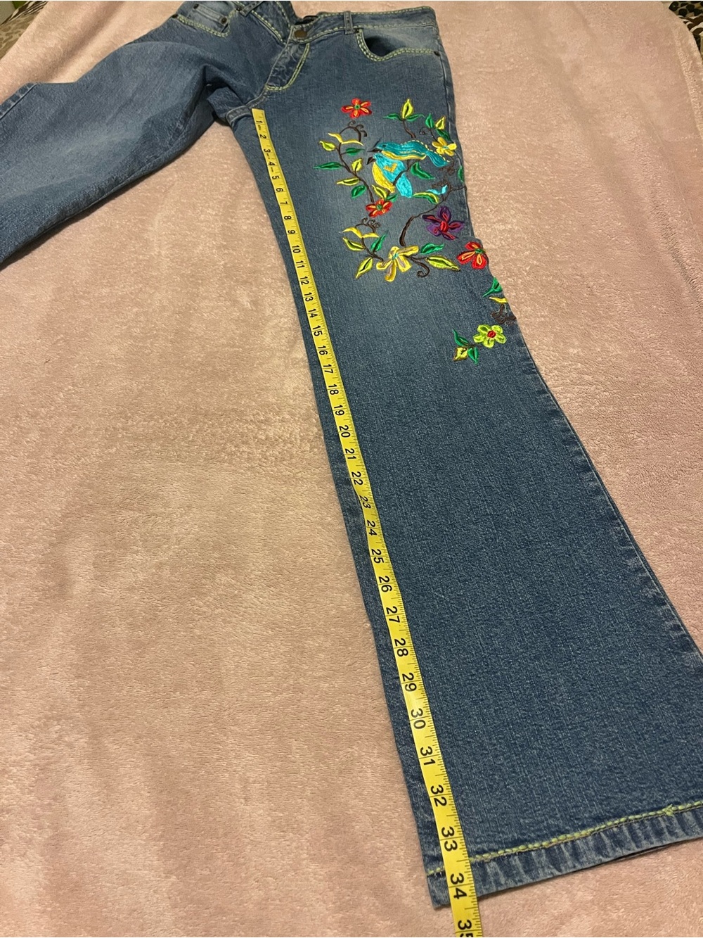 Boston Proper Embroidered Floral Bird Women's Jeans - Picture 5 of 8